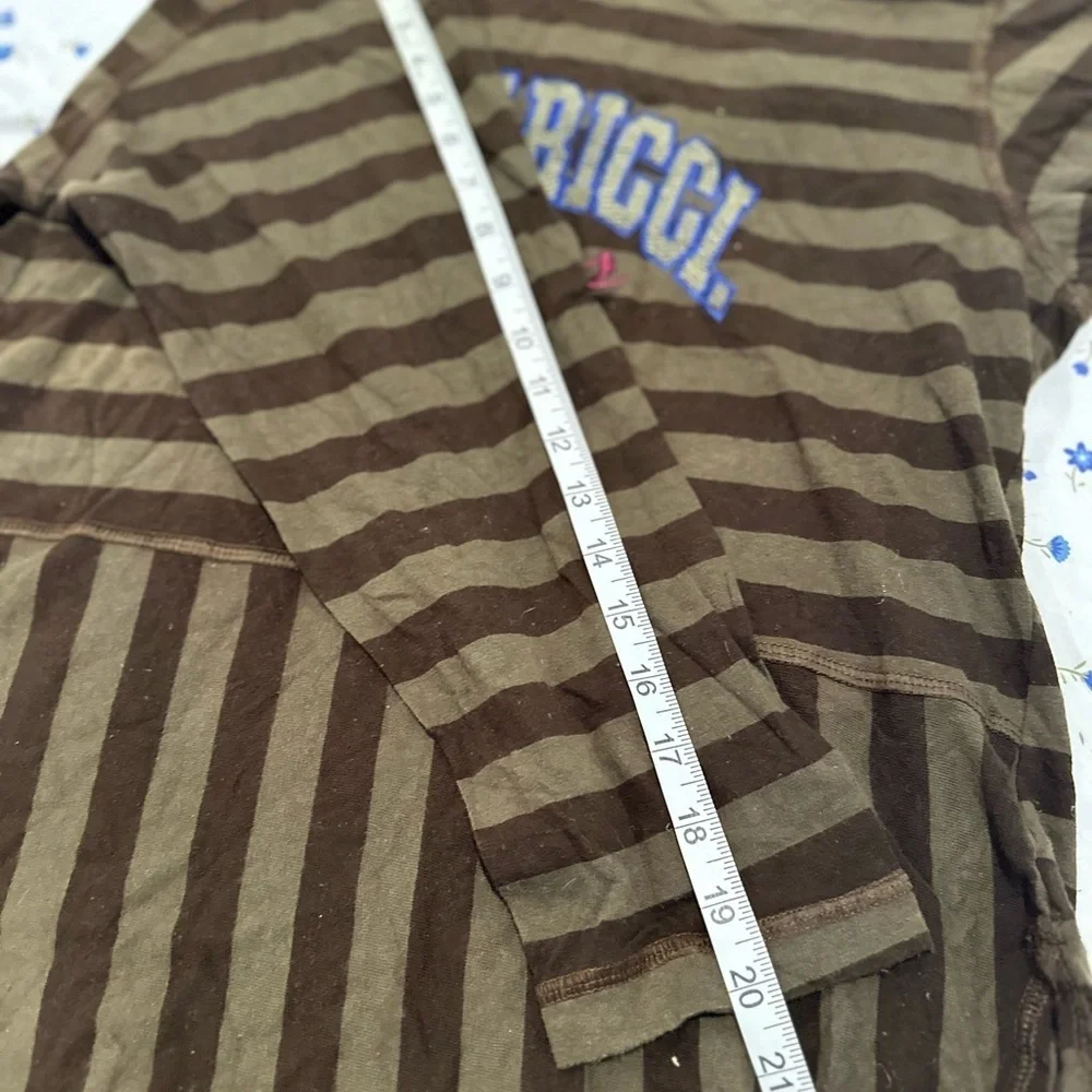 VTG 90s Z. Cavaricci Brown Striped Hooded Pullover Top. Embroidered Logo.